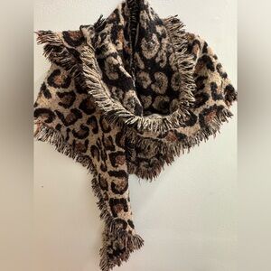 Altered State Leopard Print Fringed Scarf